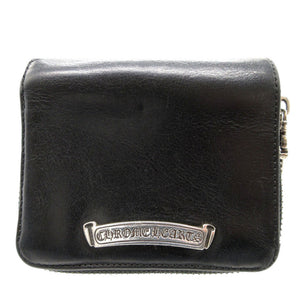クロムハーツ スクエアジップ ビルウォレット コンパクトウォレット レザー ブラック 黒 2つ折り財布 財布 0012【中古】CHROME HEARTS