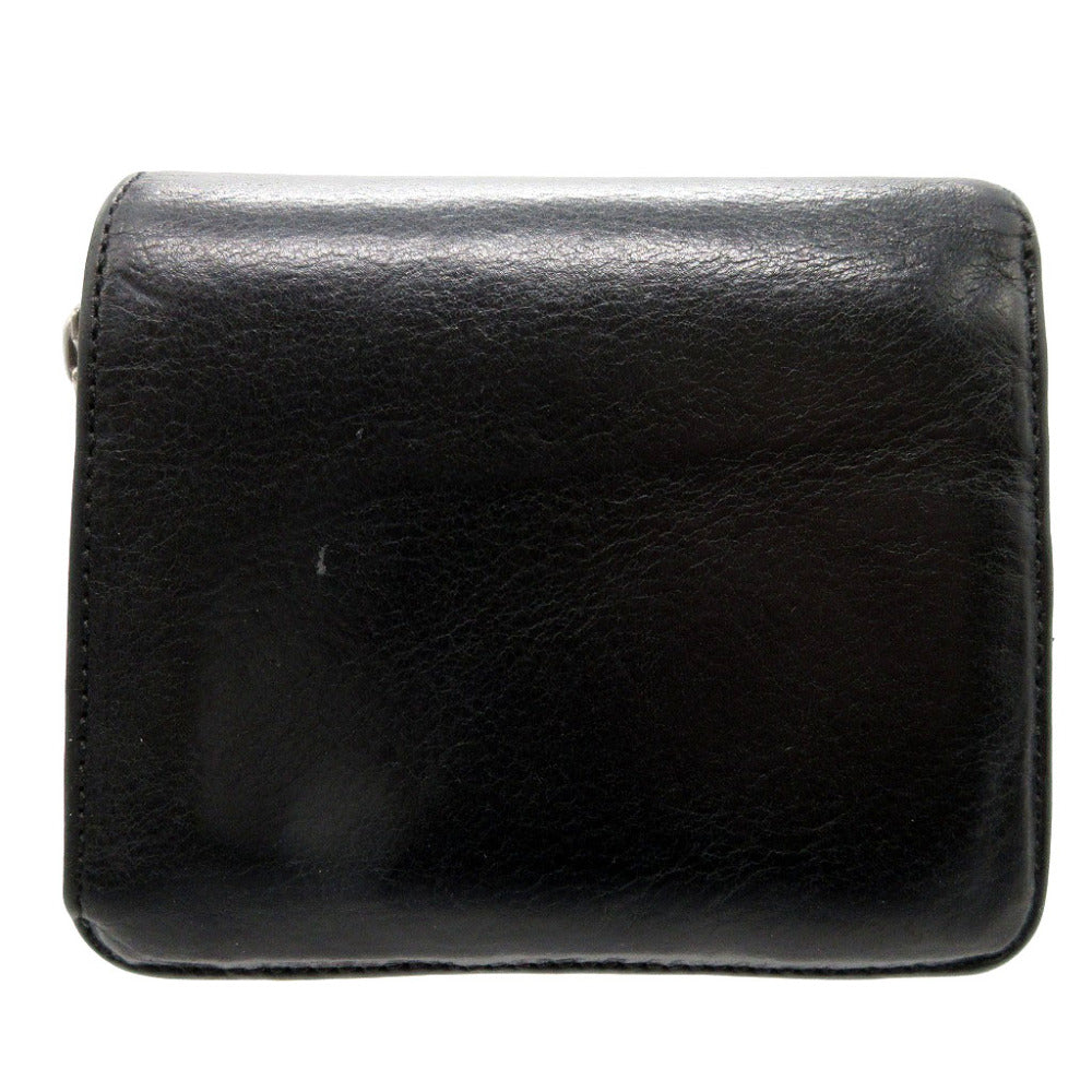 クロムハーツ スクエアジップ ビルウォレット コンパクトウォレット レザー ブラック 黒 2つ折り財布 財布 0012【中古】CHROME HEARTS