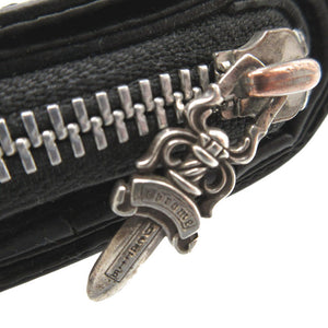 クロムハーツ スクエアジップ ビルウォレット コンパクトウォレット レザー ブラック 黒 2つ折り財布 財布 0012【中古】CHROME HEARTS