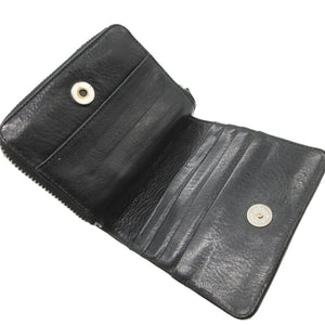 クロムハーツ スクエアジップ ビルウォレット コンパクトウォレット レザー ブラック 黒 2つ折り財布 財布 0012【中古】CHROME HEARTS