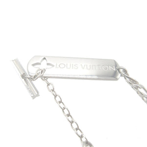 新品同様 ルイヴィトン M01482 モノグラムスタック LVロゴ メタル シルバー ダブルチェーン ネックレス 0013【中古】LOUIS VUITTON