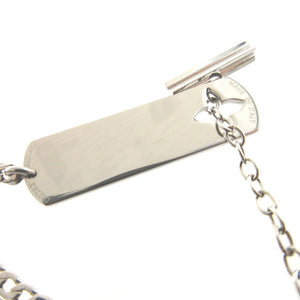 新品同様 ルイヴィトン M01482 モノグラムスタック LVロゴ メタル シルバー ダブルチェーン ネックレス 0013【中古】LOUIS VUITTON