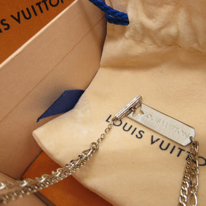 新品同様 ルイヴィトン M01482 モノグラムスタック LVロゴ メタル シルバー ダブルチェーン ネックレス 0013【中古】LOUIS VUITTON