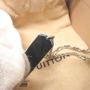 新品同様 ルイヴィトン M01482 モノグラムスタック LVロゴ メタル シルバー ダブルチェーン ネックレス 0013【中古】LOUIS VUITTON