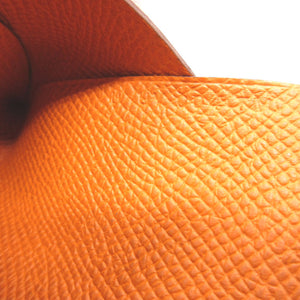 美品 エルメス カルヴィデュオ U刻印(2022年製) ヴォーエプソン オレンジ カードケース 0016【中古】HERMES