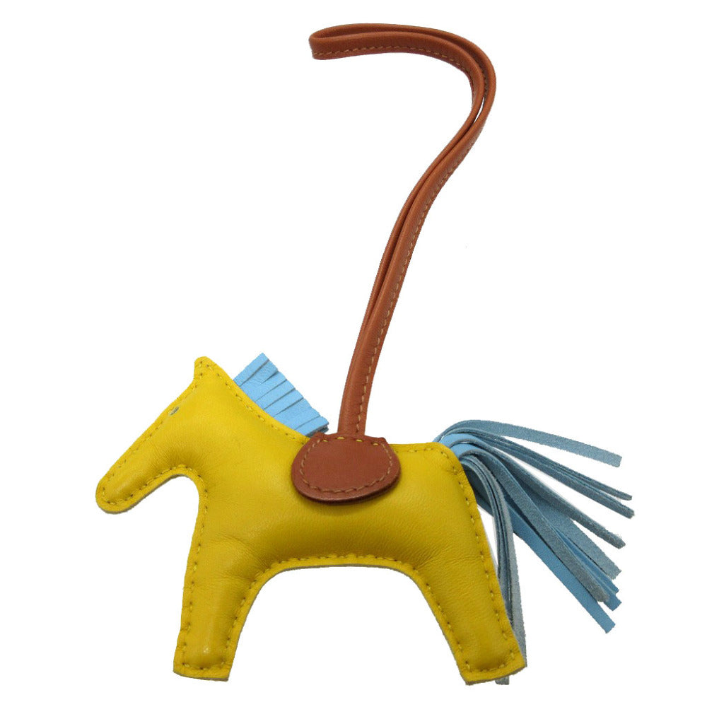 美品 エルメス ロデオチャームPM アニューミロ D刻印(2019年製) ジョーヌナプル セレスト ゴールド バッグチャーム キーホルダー 0018【中古】HERMES