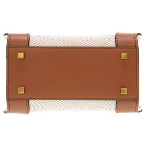 未使用 ヴァレンティノ ガラヴァーニ Vロゴ レザー キャンバス ブラウン 2W2B0L73YJH 2WAY ハンドバッグ 茶 0042 【中古】 Valentino Garavani