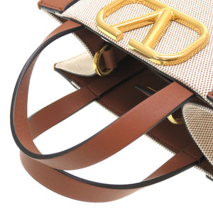 未使用 ヴァレンティノ ガラヴァーニ Vロゴ レザー キャンバス ブラウン 2W2B0L73YJH 2WAY ハンドバッグ 茶 0042 【中古】 Valentino Garavani