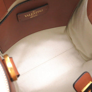 未使用 ヴァレンティノ ガラヴァーニ Vロゴ レザー キャンバス ブラウン 2W2B0L73YJH 2WAY ハンドバッグ 茶 0042 【中古】 Valentino Garavani