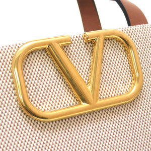 未使用 ヴァレンティノ ガラヴァーニ Vロゴ レザー キャンバス ブラウン 2W2B0L73YJH 2WAY ハンドバッグ 茶 0042 【中古】 Valentino Garavani