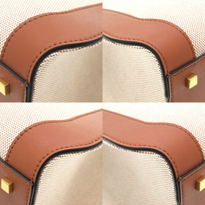 未使用 ヴァレンティノ ガラヴァーニ Vロゴ レザー キャンバス ブラウン 2W2B0L73YJH 2WAY ハンドバッグ 茶 0042 【中古】 Valentino Garavani