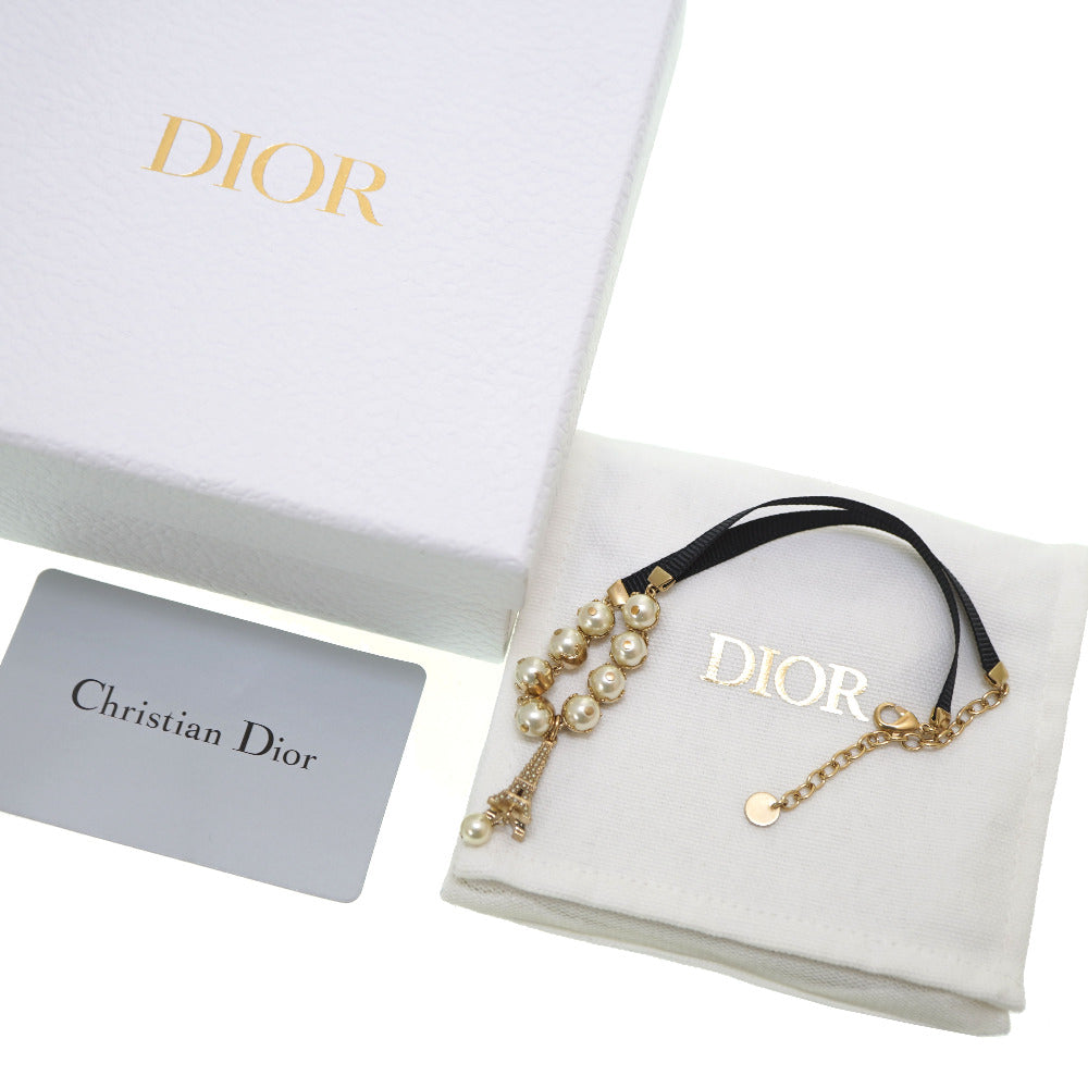 新品同様 ディオール エッフェル塔 パール チョーカー ネックレス ゴールドカラー アクセサリー 0048【中古】Dior
