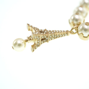 新品同様 ディオール エッフェル塔 パール チョーカー ネックレス ゴールドカラー アクセサリー 0048【中古】Dior