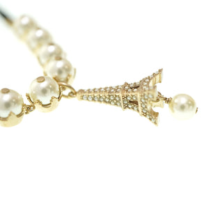 新品同様 ディオール エッフェル塔 パール チョーカー ネックレス ゴールドカラー アクセサリー 0048【中古】Dior