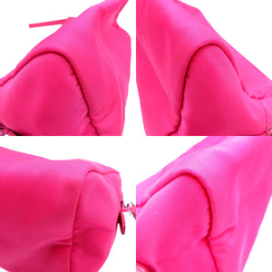 プラダ 1NE693 ポーチ ナイロン ストラップ付ポーチ ピンク 三角プレート バッグ【中古】PRADA