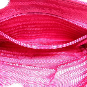 プラダ 1NE693 ポーチ ナイロン ストラップ付ポーチ ピンク 三角プレート バッグ【中古】PRADA