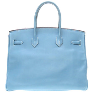 美品 エルメス バーキン35 ヴォーガリバー ブルージーン シルバー金具 □J刻印 ハンドバッグ バッグ 青 0059 【中古】 HERMES