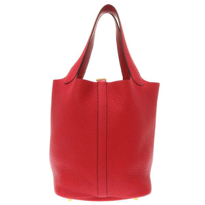 美品 エルメス ピコタンロックMM トリヨンクレマンス ルージュクー ゴールド金具 C刻印(2018年製) ハンドバッグ 赤 0069 【中古】 HERMES