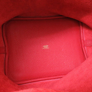 美品 エルメス ピコタンロックMM トリヨンクレマンス ルージュクー ゴールド金具 C刻印(2018年製) ハンドバッグ 赤 0069 【中古】 HERMES