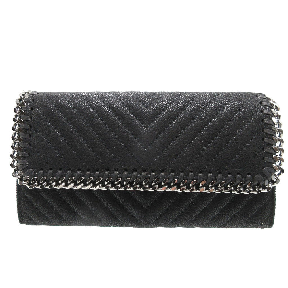 新品同様 ステラマッカートニー ファラベラ ブラック 黒 2つ折り長財布 財布 0074【中古】STELLA McCARTNEY