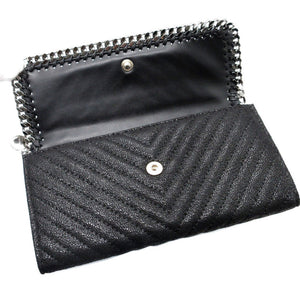 新品同様 ステラマッカートニー ファラベラ ブラック 黒 2つ折り長財布 財布 0074【中古】STELLA McCARTNEY