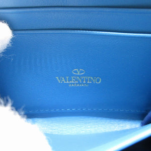 新品同様 ヴァレンティノ スタッズ レザー ピンク コインパース コインケース 財布 0080【中古】VALENTINO