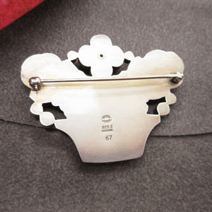 美品 ジョージジェンセン ヴィンテージ 花かご カラーストーン 67 シルバー925 シルバー ブローチ 0082【中古】GEORG JENSEN