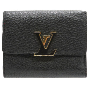 美品 ルイ ヴィトン ポルトフォイユ カプシーヌ コンパクトXS レザー ブラック M68587 三つ折り財布 財布 黒 LV 0119 【中古】 LOUIS VUITTON