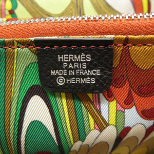 エルメス アザップシルクインコンパクト ヴォーエプソン ブラック シルバー金具 A刻印 コインケース 財布 黒 0120 【中古】 HERMES