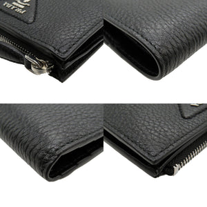 新品同様 プラダ レザー ブラック 2ML049 二つ折り財布 財布 黒 0121 【中古】 PRADA メンズ