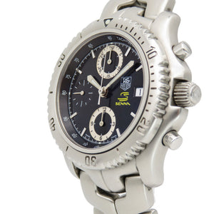 タグホイヤー リンク アイルトン・セナ モデル クロノグラフ CT5114 自動巻き 腕時計 SS ブラック 黒文字盤 0264【中古】TAG HEUER メンズ