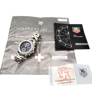 タグホイヤー リンク アイルトン・セナ モデル クロノグラフ CT5114 自動巻き 腕時計 SS ブラック 黒文字盤 0264【中古】TAG HEUER メンズ