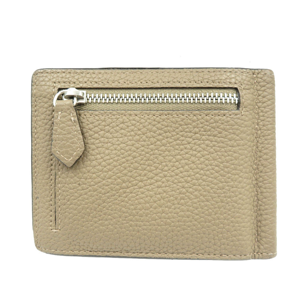 新品同様 ボナベンチュラ バイフォールド ビルクリップ コインケース付き カーフ シルバー金具 エトープ ベージュ 二つ折り財布 マネークリップ 0183【中古】BONAVENTURA