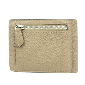 新品同様 ボナベンチュラ バイフォールド ビルクリップ コインケース付き カーフ シルバー金具 エトープ ベージュ 二つ折り財布 マネークリップ 0183【中古】BONAVENTURA