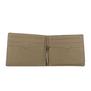 新品同様 ボナベンチュラ バイフォールド ビルクリップ コインケース付き カーフ シルバー金具 エトープ ベージュ 二つ折り財布 マネークリップ 0183【中古】BONAVENTURA