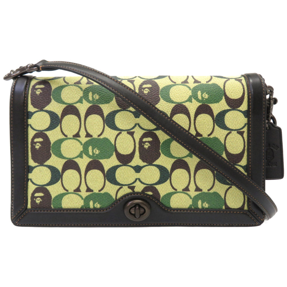 新品同様 コーチ エイプ ショルダーバッグ PVC/レザー グリーン 緑 0028【中古】COACH