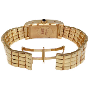 カルティエ タンクアメリカン 金無垢 K18YG(750YG) W26009C9 クオーツ 腕時計 スモールセコンド オフホワイト文字盤 0034【中古】CARTIER メンズ