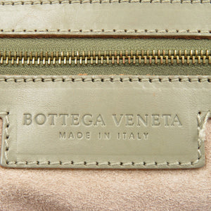 ボッテガヴェネタ イントレチャート キャンバス レザー グレー ゴールド金具 ハンドバッグ バッグ 0029 【中古】BOTTEGA VENETA