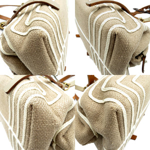 ボッテガヴェネタ イントレチャート キャンバス レザー グレー ゴールド金具 ハンドバッグ バッグ 0029 【中古】BOTTEGA VENETA