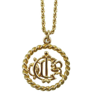 美品 クリスチャン ディオール ロゴ ネックレス ゴールド メタル レディース 0281【中古】Christian Dior