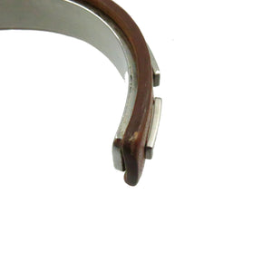 エルメス バングル ブラウン 茶 レザー ステンレス ユニセックス アクセサリー 0161【中古】HERMES
