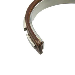 エルメス バングル ブラウン 茶 レザー ステンレス ユニセックス アクセサリー 0161【中古】HERMES