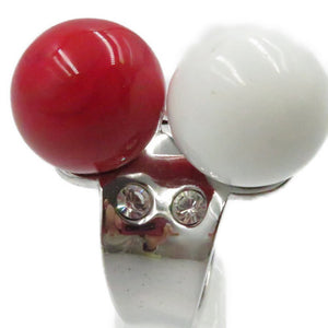 クリスチャン ディオール 指輪 リング ストーン メタル 17号 シルバー レッド ホワイト アクセサリー 0283【中古】Chistian Dior