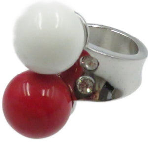 クリスチャン ディオール 指輪 リング ストーン メタル 17号 シルバー レッド ホワイト アクセサリー 0283【中古】Chistian Dior