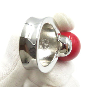 クリスチャン ディオール 指輪 リング ストーン メタル 17号 シルバー レッド ホワイト アクセサリー 0283【中古】Chistian Dior