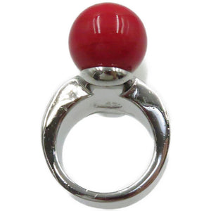 クリスチャン ディオール 指輪 リング ストーン メタル 17号 シルバー レッド ホワイト アクセサリー 0283【中古】Chistian Dior