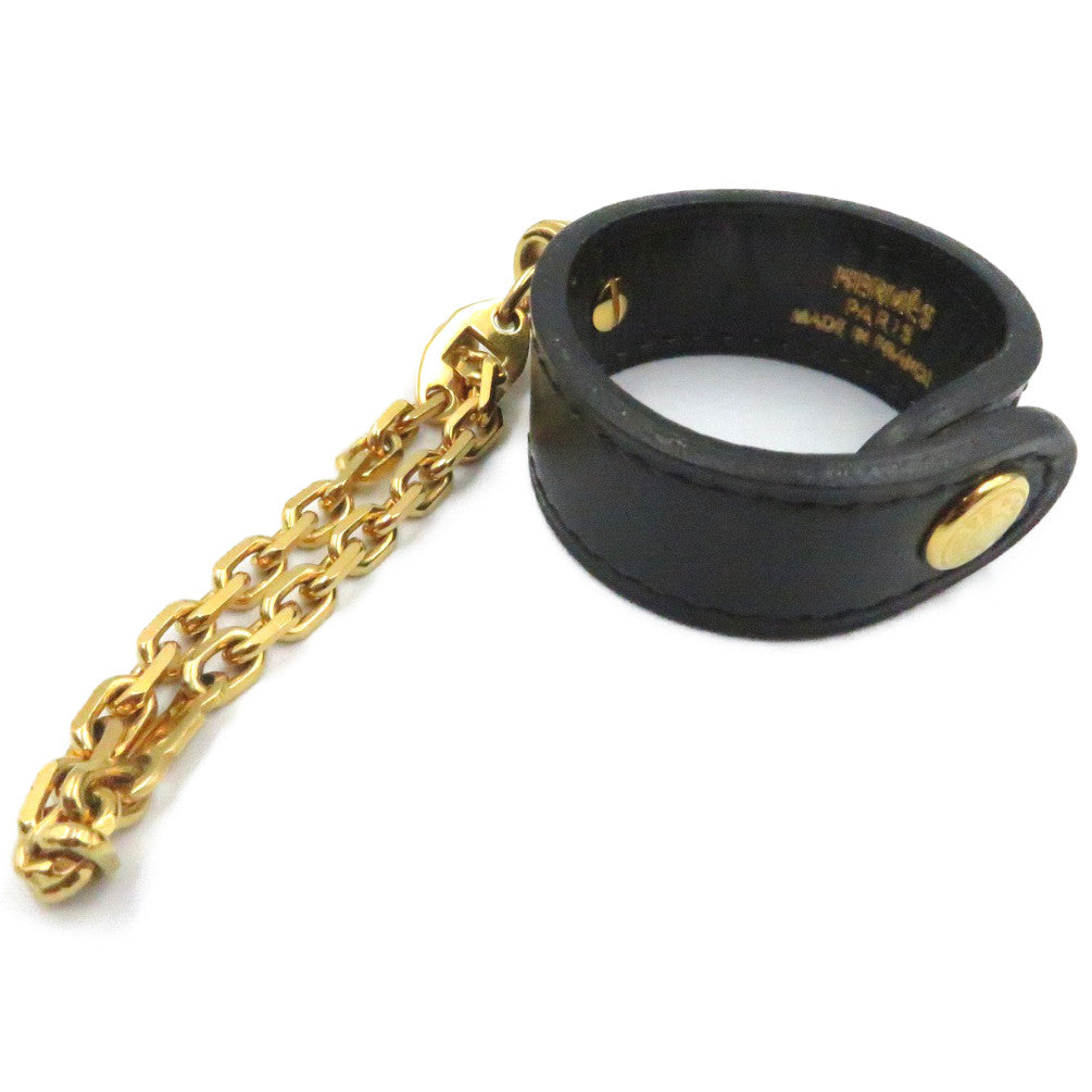 新品同様 エルメス グローブホルダー ボックスカーフ ブラック ゴールド金具 0157【中古】HERMES