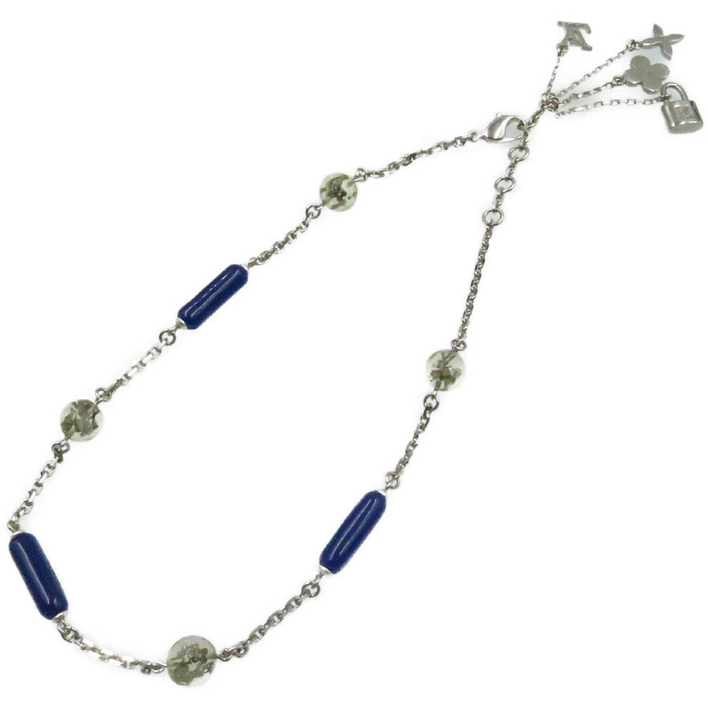 美品 ルイ ヴィトン ソトワールヴェール アンクルージョン M65544 ブルー シルバー金具 ストーン ネックレス アクセサリー 0219 【中古】 LOUIS VUITTON