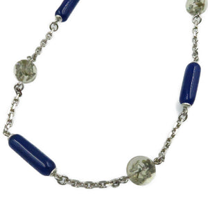 美品 ルイ ヴィトン ソトワールヴェール アンクルージョン M65544 ブルー シルバー金具 ストーン ネックレス アクセサリー 0219 【中古】 LOUIS VUITTON