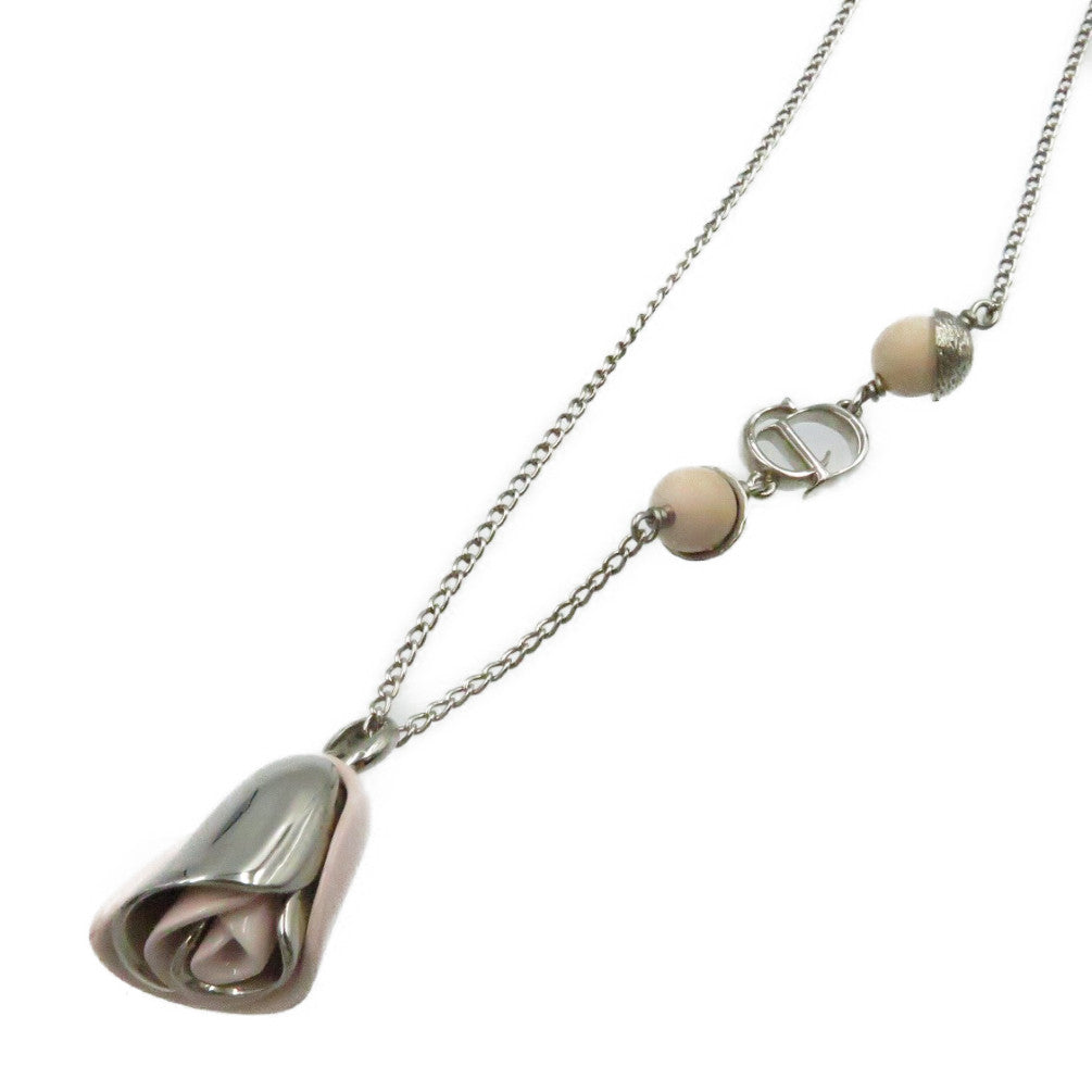 美品 ディオール バラ フラワー モチーフ シルバー金具 ネックレス アクセサリー 0262 【中古】 Dior